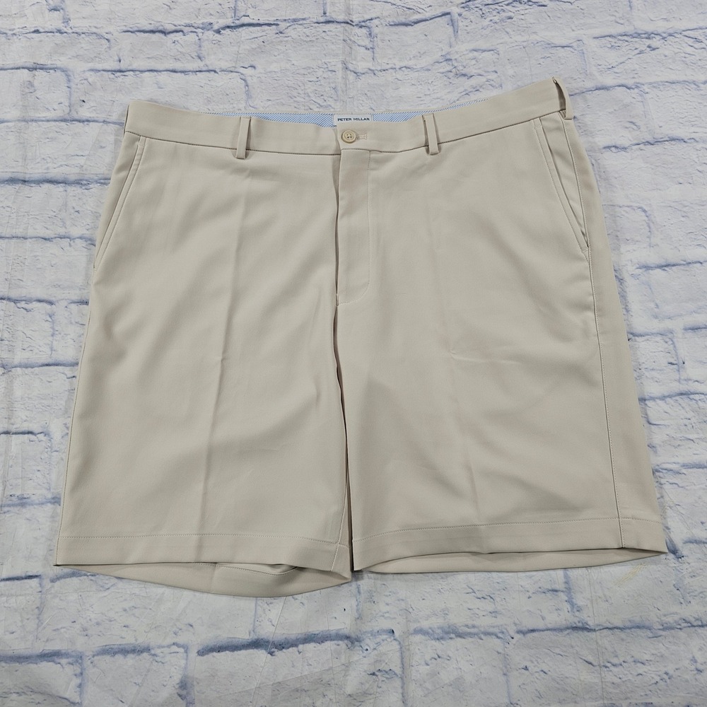 Peter Millar Salem Shorts MENS 38 Khaki Performance Golf Classic Fit Stretch